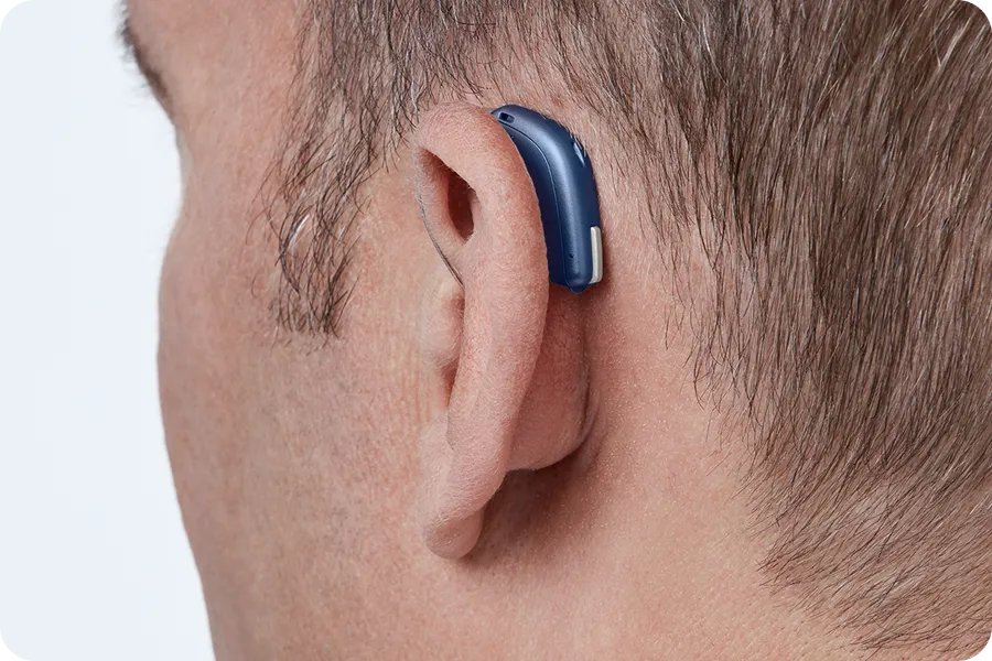 Oticon Opn blauw achter het oor (AHO)